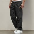 thumbnail image 2 of Men Blouses Men's Cargo Pants For Everyday Casual And Wear Loose Fit Straight Leg Trousers With Drawstring Closure For Spring Summer Fall Seasons Black S, 2 of 5