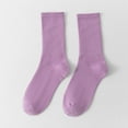 thumbnail image 1 of Summer Socks For Women Cotton Soft Mid Length Socks Comfortable Breathable Solid Color Fall Winter Simple Designer Striped Socks Taro Purple, 1 of 6
