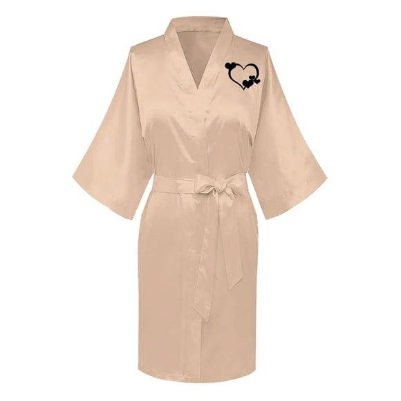 tumgatte Women's Fashionable Front And Back Printed Solid Color Ice Silk Bathrobe Sexy Home Clothing Up to 60% off Wal&mart Deals New Year's Day