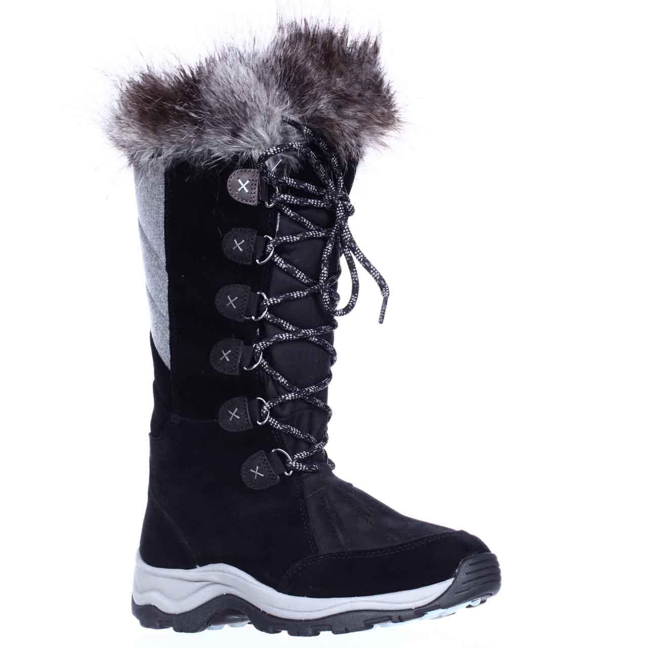 Clarks Wintry Hi Waterproof FLeece Lined Lace Up Winter Boots - Black -