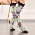 thumbnail image 5 of Coolnut High Elasticity Compression Socks, High Knee Socks Adult Universal Leisure Relieve Fatigue, Purple Violets Travel Daily with Running (1 Pair) Gift, 5 of 7