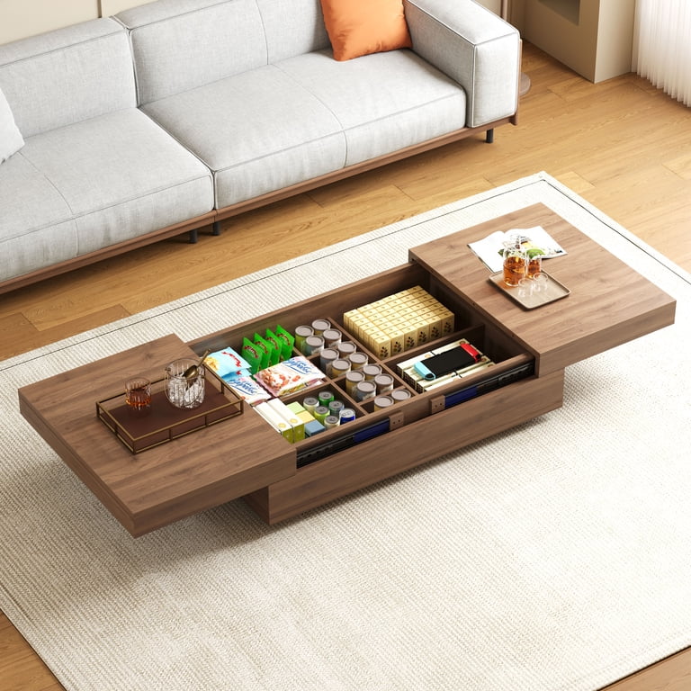 NessCarsti Walnut Elegance Collection Modern Coffee Table, MDF