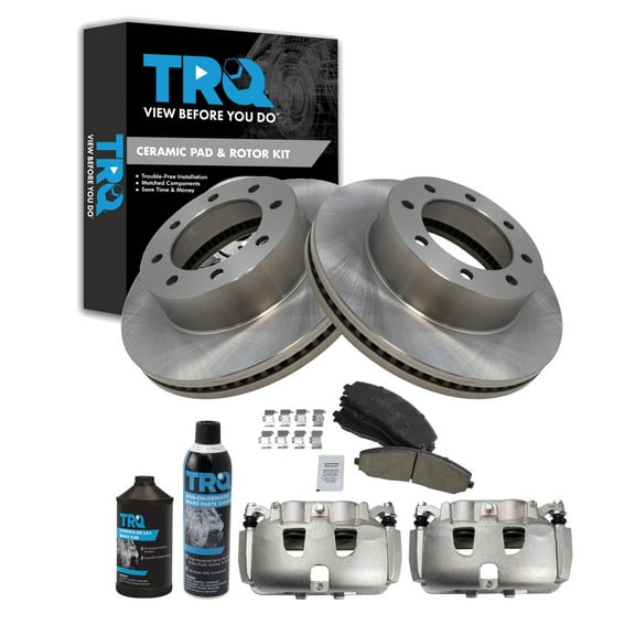 TRQ Front Brake Pad & Rotor Kit BKA45244 Fits Select 2013-2019 Ford F-250 Super Duty , 2013-2019 Ford F-350 Super Duty