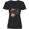 thumbnail image 3 of Inktastic Thankful and Blessed Inspirational Saying with Pink Flowers Women's V-Neck T-Shirt, 3 of 5