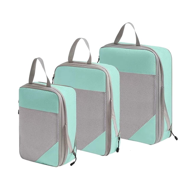 Compression Packing Cubes 3/4 Set Compressible Packing Cubes with Laundry Bag Travel Packing Cubes For Carry On Luggage Packing Cubes For Travel Closet Organizers And Storage