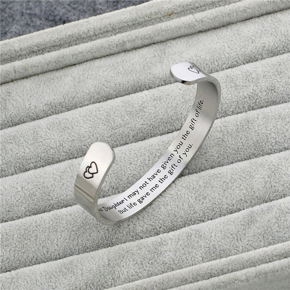Double Heart Titanium Steel Bracelet with Custom Engraving, Elegant Couple's Bangle, Perfect Valentine's Day Gift, Personalized Love Jewelry for Him or Her