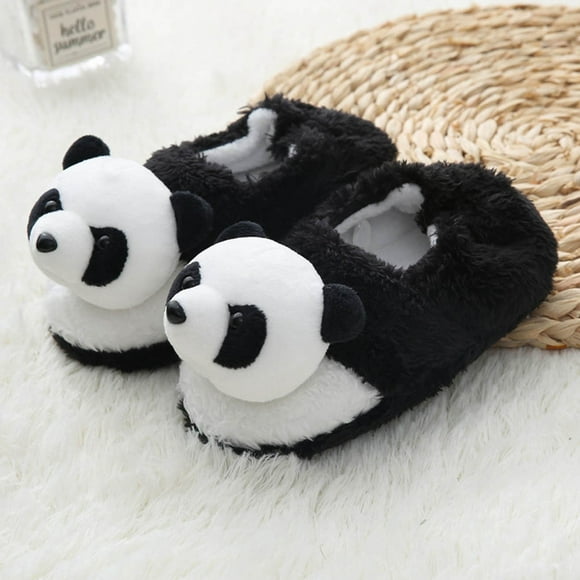 NOKIO Boys Girls Fuzzy Slippers Plush Panda Animal 𝖢artoon Winter Warm Slip-On House Shoes for Toddlers Soft Indoor Non-𝖲kid Sole Cozy Footwear