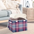 thumbnail image 5 of Foldable Fabric Storage Bin With Handle Collapsible Basket Box Storage With Lid Organizer Red Blue White Plaid Pattern, 5 of 7