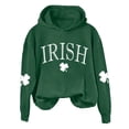 thumbnail image 4 of Bunenne St Patrick Day Sweatshirts Shamrock Sweatshirt Women's St. Day Print Long Sleeved Pullover Hooded Solid Color Hoodie Hoodies for Women Army Green 1 L, 4 of 4