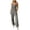 Gray, variant on Women's Long Romper Plunge Halter Sleeveless Pleated Knit Jogger Jumpsuit with Pockets,White,Women's S-XXL