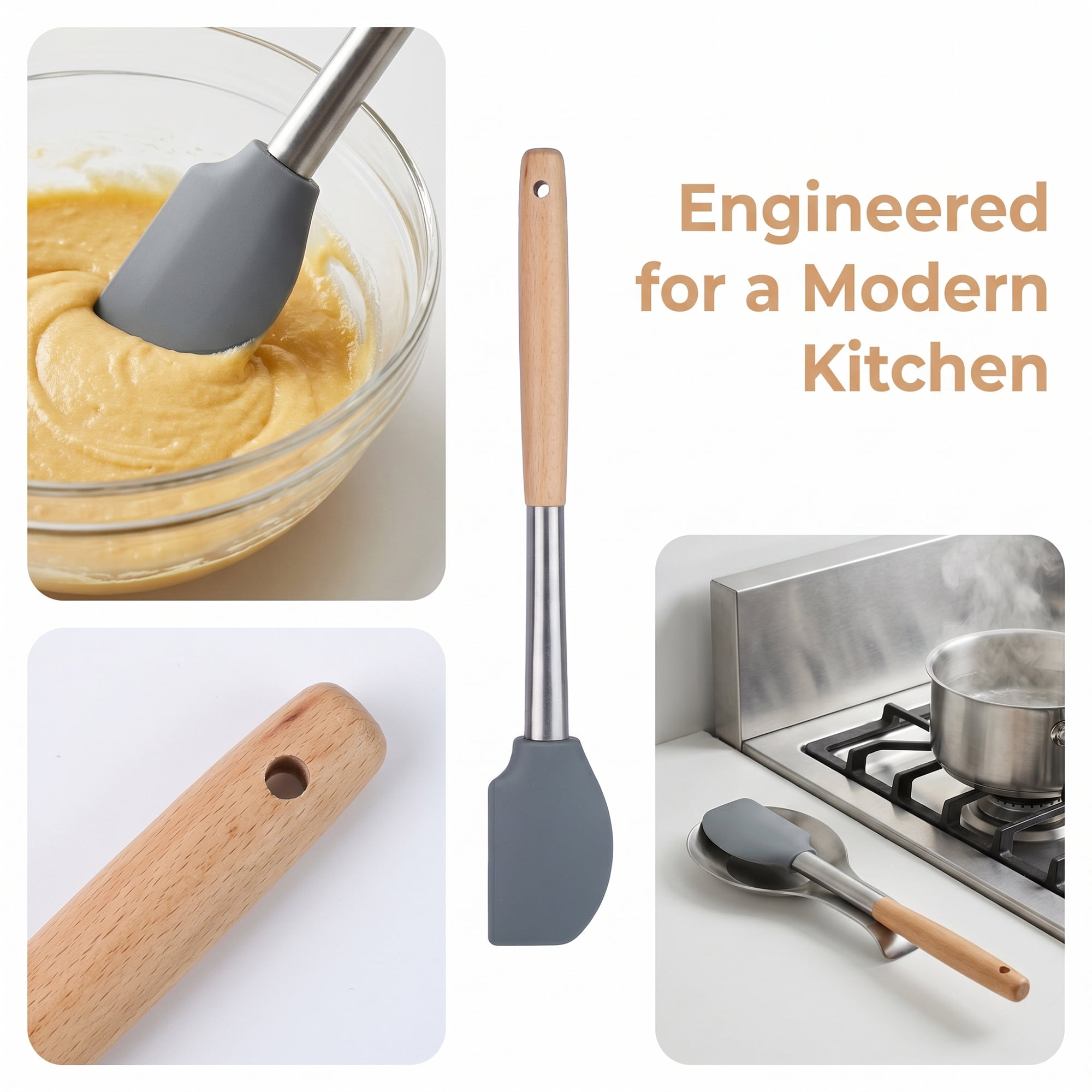 Unique Bargains Kitchen Utensil, Heat-Resistant Spatula for Flipping Gray 13.2x2.2 in