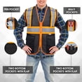 thumbnail image 3 of Chaleco de seguridad SULWZM con bolsillos reflectantes con cremallera negro L, 3 of 6