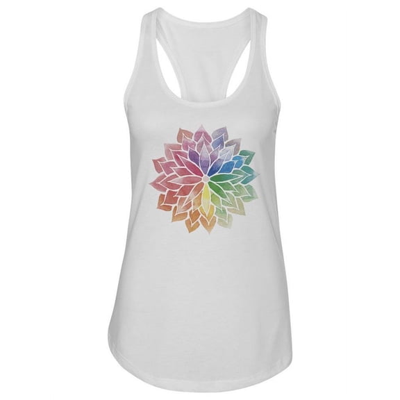 Rainbow Watercolor Flower Tank Women -Image by Shutterstock, Female Large
