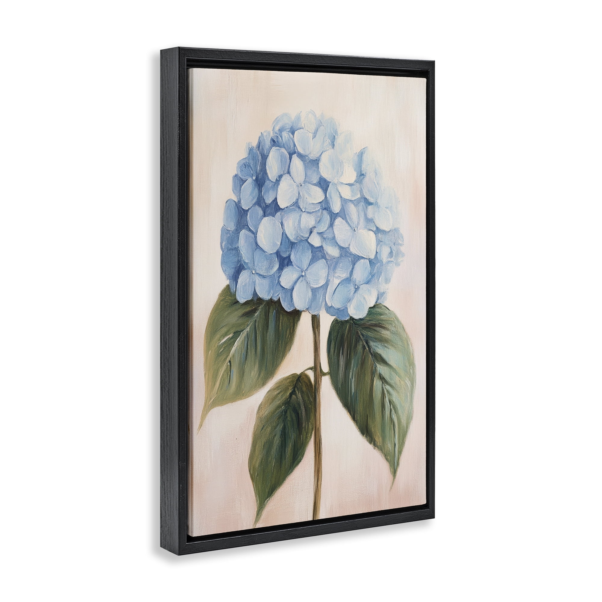 Stupell Industries Baby Blue Hydrangea Black Framed Floater Canvas Wall Art, design by Petal Prints Design