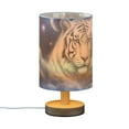 thumbnail image 2 of Tiger Clouds and Moon White Table Lamp USB Bedside Desk Nightstand Lamp Printed Gifts Small Lamp Wood Base for Bedroom Living Room Kids Room College Dorm, 2 of 7