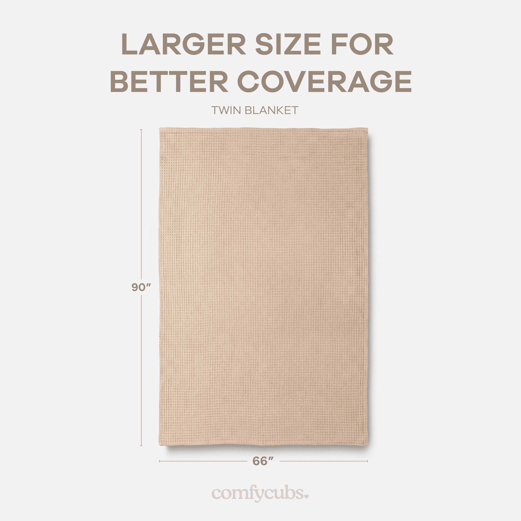 Comfy Cubs 100% Cotton Waffle Weave Blanket - Soft Lightweight Blankets (Blush, 90" X 66")