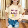 thumbnail image 2 of Toddler Baby Girls Shirts Easter Cute Graphic Shirt Short Sleeve Crewneck T-Shirt Breathable Cotton Summer Tees Kids Top Beige 6-7 Years, 2 of 4