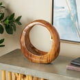 thumbnail image 2 of 12" x 12" Brown Teak Wood Handmade Round Abstract Sculpture, by DecMode, 2 of 9