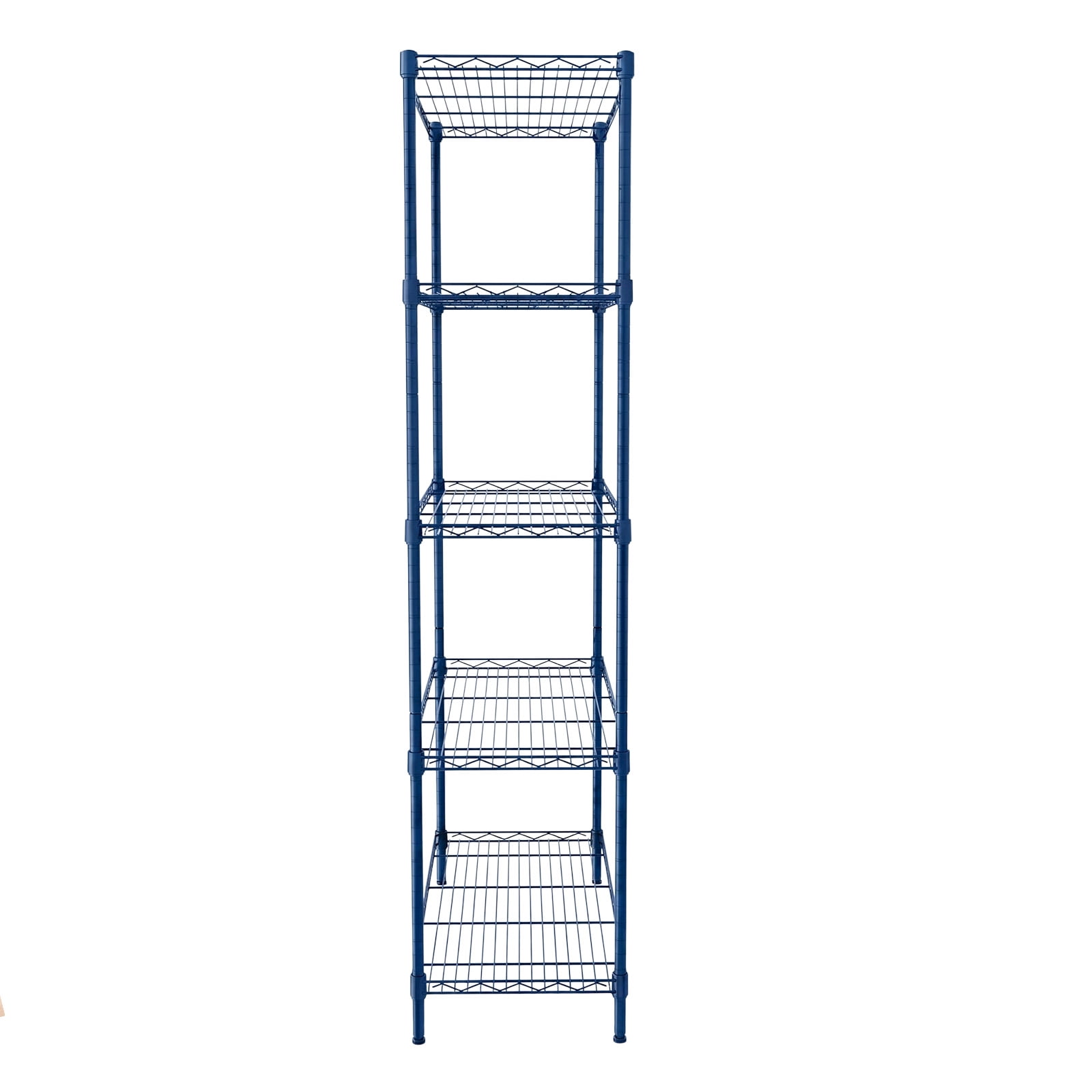 4-Tier Adjustable Heavy Duty Iron Storage Shelving Unit, Stationary Navy Blue Rust Resistant Powder Coating Freestanding Rack for Garage Kitchen Warehouse Retail Basement