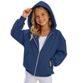 thumbnail image 2 of Girls Zip Up Hoodie Fashion Oversized Casual Cute Comfy Long Sleeve Sweatshirt Jacket with Pockets 4-14 Years, 2 of 5
