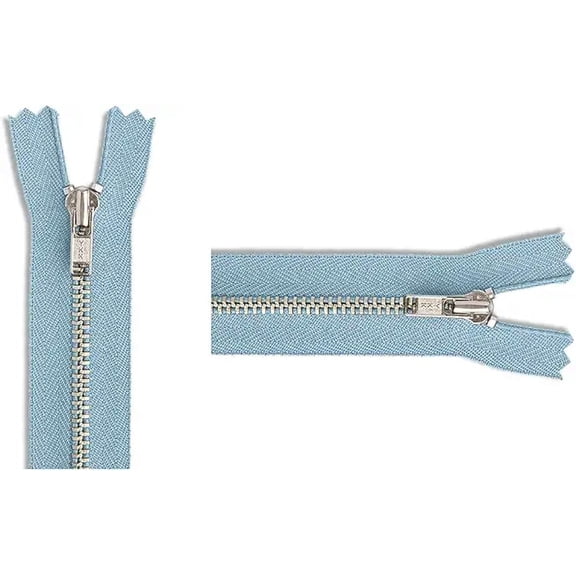 #3 Nickel Pants Light Weight YKK Zippers - Color: Candy Blue #542 - Made in The United States (1 Zipper Per Pack) (9" Inches)