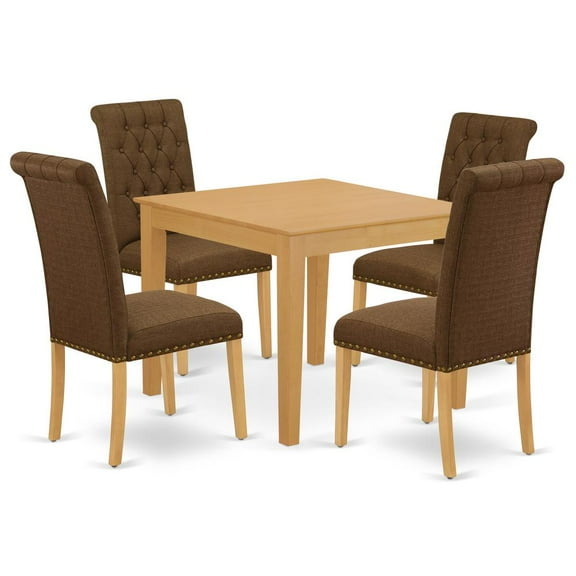 East West Furniture Oxford 5-piece Wood Dining Set in Oak/Dark Coffee