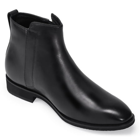 

CMR CHAMARIPA Mens Elevator Boots Height Increasing Boots For Men - Leather Classic Boots - Black - 7CM/2.76 Inches Taller
