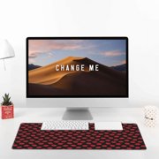 Rateoe Sexy Red Lips Kiss Print Mouse Pad - Extended Large Gaming Mousepad,Non-Slip Stitched Edge,16x29.5 Inch