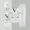 thumbnail image 2 of Pxxlle Womens Scrub Sets with 5 Pocket Plus Size Short Sleeve V Neck Tops and Elastic Waistband Pants Plain Color Nurse Uniform White S, 2 of 10