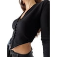 thumbnail image 4 of Liacowi Women Knit Cardigan Long Sleeve Single-breasted Knitwear Fall V Neck Button Crop Tops, 4 of 9