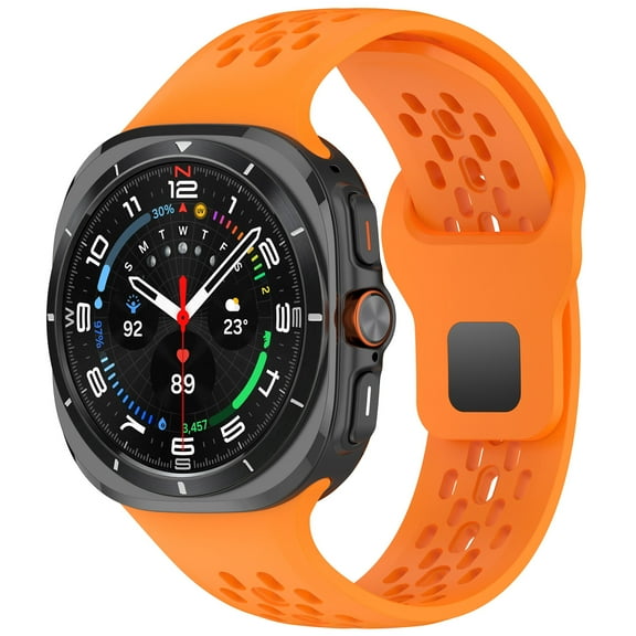 Sport Breathable Bands Compatible with Samsung Galaxy Watch Ultra 47mm (2024), Silicone Wristband Water-proof Replacement Soft Silicone Strap for Women Men,Orange