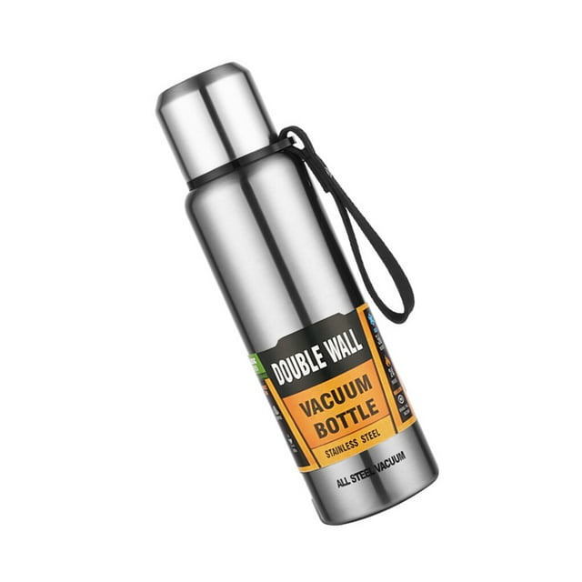 Ounissouiy Termo de acero inoxidable de gran capacidad, termo portátil al vacío, vaso aislado con botella térmica de cuerda, Utensilios de cocina Astilla 500 ml