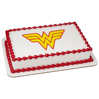 WONDER WOMAN JUSTICE LEAGUE Cake Topper Set Cupcake 24 Pieces plus Birthday Card