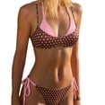 thumbnail image 6 of Top-kevin Women's Polka Dot Bikini Set Double Layer Halter Swimsuit Colorblock Side Tie 2 Piece Bathing Suit, 6 of 6