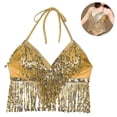 thumbnail image 2 of Women Belly Dance Crop Top Sequin Halter Top Bandage Tank Top, 2 of 4