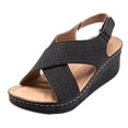 thumbnail image 2 of IUJSOY Womens Comfort Arch Support Sandals Open Toe Hollow out Orthotic Walking Low Wedge Slides, 2 of 9