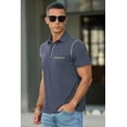 thumbnail image 2 of QDG Mens Polo Short Sleeve Shirt Casual Summer Classic Collared T-Shirt Basic Button Tee with Pocket Navy Blue L, 2 of 8
