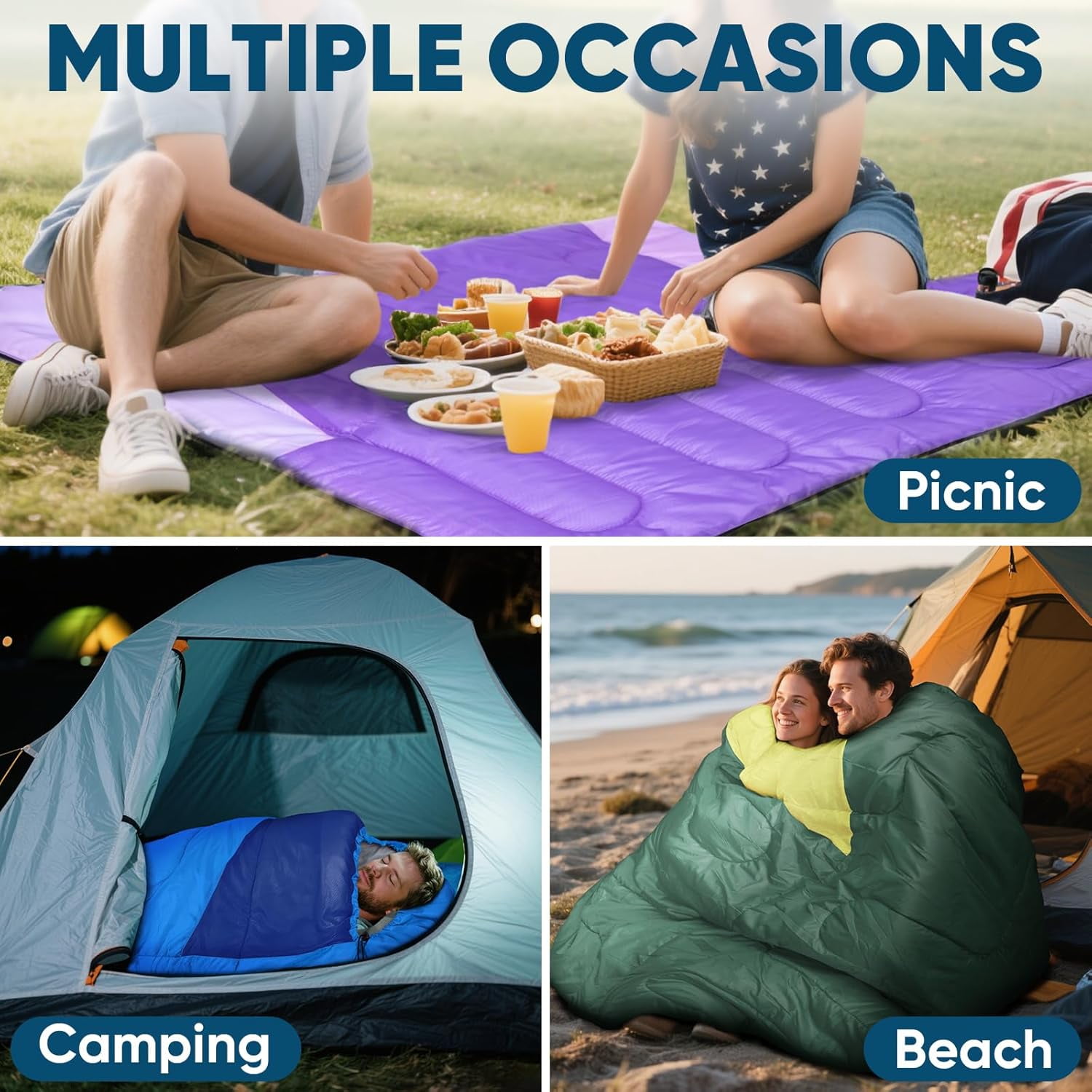 Sleeping Bags for Adults, Lightweight and Machine Washable, Water Resistant Backpacking Camping Sleeping Bag for Warm Cold Weather, Camping Essentials for Hiking Travel