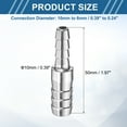 thumbnail image 2 of Uxcell 2pcs 3/8" a 1/4" Adaptador de conector de tubería reductora de barbilla de manguera de acero inoxidable 304 para conexiones de tubería de agua, aceite, combustible y gas, 2 of 7