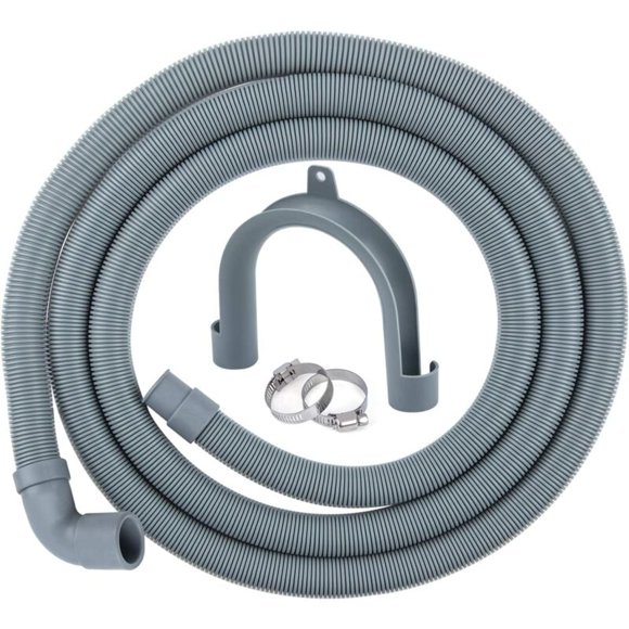 Washing Machine Drain Hose, 2m Drain Hose for Washing Machines and Dishwashers, Hose Extension Including Bracket and Hose Clamps