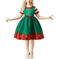 thumbnail image 4 of Girls Christmas Costume Holiday Dress Santa Claus Elf Printed Xmas Eve Party Outfits, 4 of 6