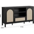 thumbnail image 4 of Farmhouse Coffee Bar Cabinet – 59.1" & 47.2" Rattan Sideboard Buffet with Storage Drawers, Boho Cabinet for Living Room, Kitchen, Entryway – Black, 4 of 7
