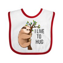 Inktastic I Live to Hug Cute Sloth on a Branch Boys or Girls Baby Bib
