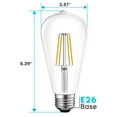 thumbnail image 6 of Luxrite LED Edison Bulb 75W Equivalent ST19 ST58 3000K Soft White 800 Lumens Dimmable 8W Damp Rated UL E26 6 Pack, 6 of 7