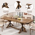 thumbnail image 4 of Blotout 95" Natural Wood Color Farmhouse Dining Table for 10-12 People, Rectangular Wood Dining Table, Long Dining Room Tables with Wood Strip Base for Dining Room, Gathering, Kitchen (Natural Oak), 4 of 10