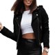 thumbnail image 2 of Womens Suede Zip Up Biker Jacket Ladies Casual Motorcycle Cropped Coat Outwear, 2 of 3