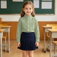 thumbnail image 6 of Boys Mint Green Shirt Rayon Lightweight Casual Button Down Relaxed Fit Mandarin Collar Long Sleeve,Size 6 T, 6 of 9