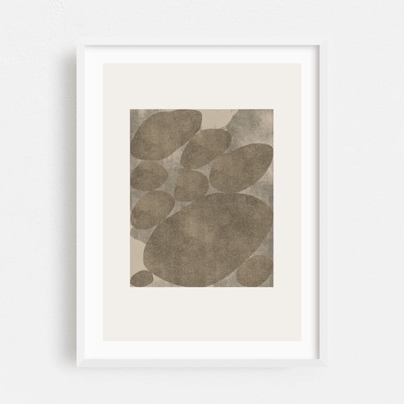 Zen Geometric Art - Mixed Media Abstract Geometric Minimalist Modern Art Pattern Vintage Mid-Century Modern White Framed Wall Art Print 12 x 18 inches