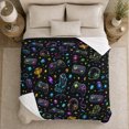 thumbnail image 5 of Game Controllers and Neon Headset Icons, Energetic Graphic Gaming Pattern for Gamers, Birthday Gift, Cozy Flannel Blanket for Game Room and Dorm, Colorful Home Decor, 5 of 9
