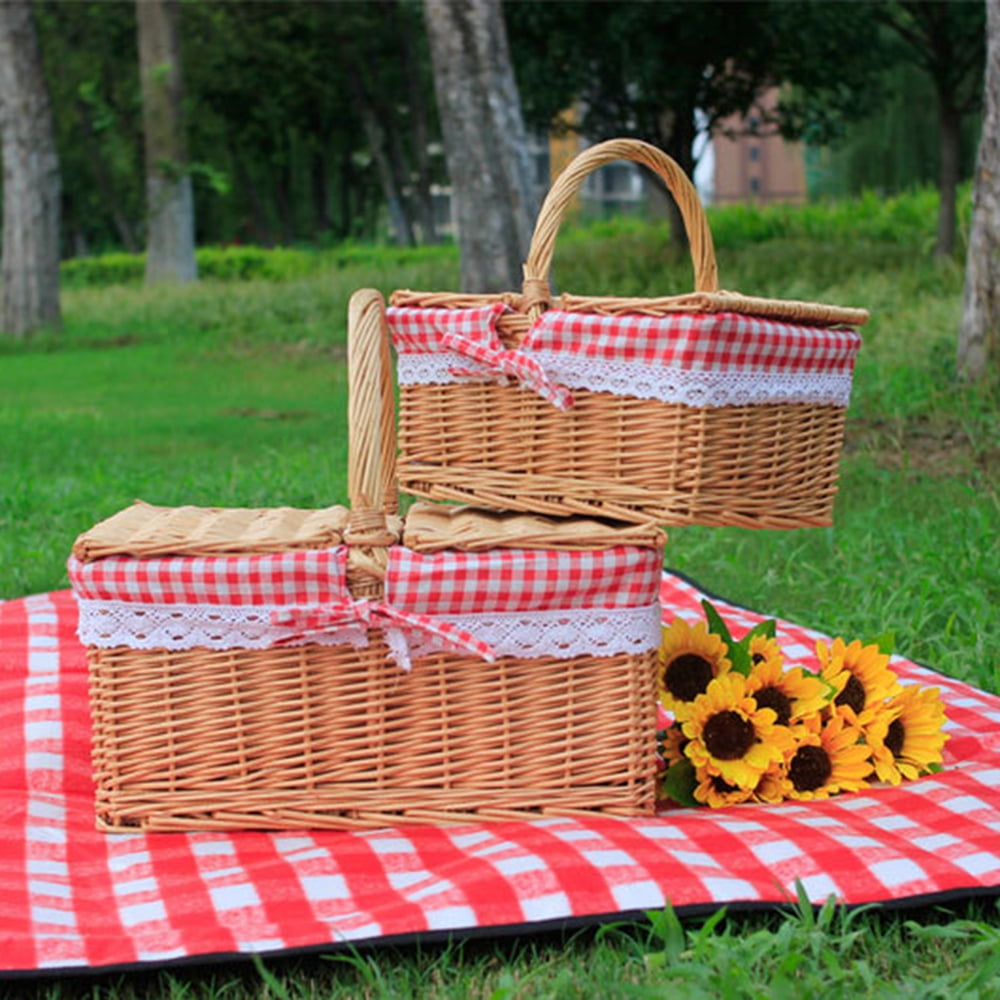 Willow Country Picnic Basket Small Storage Basket Bath Toy and Kids Toy Storage with Liner and Folded Hand Wicker Easter Basket Loffee&sea Wicker Picnic Basket 